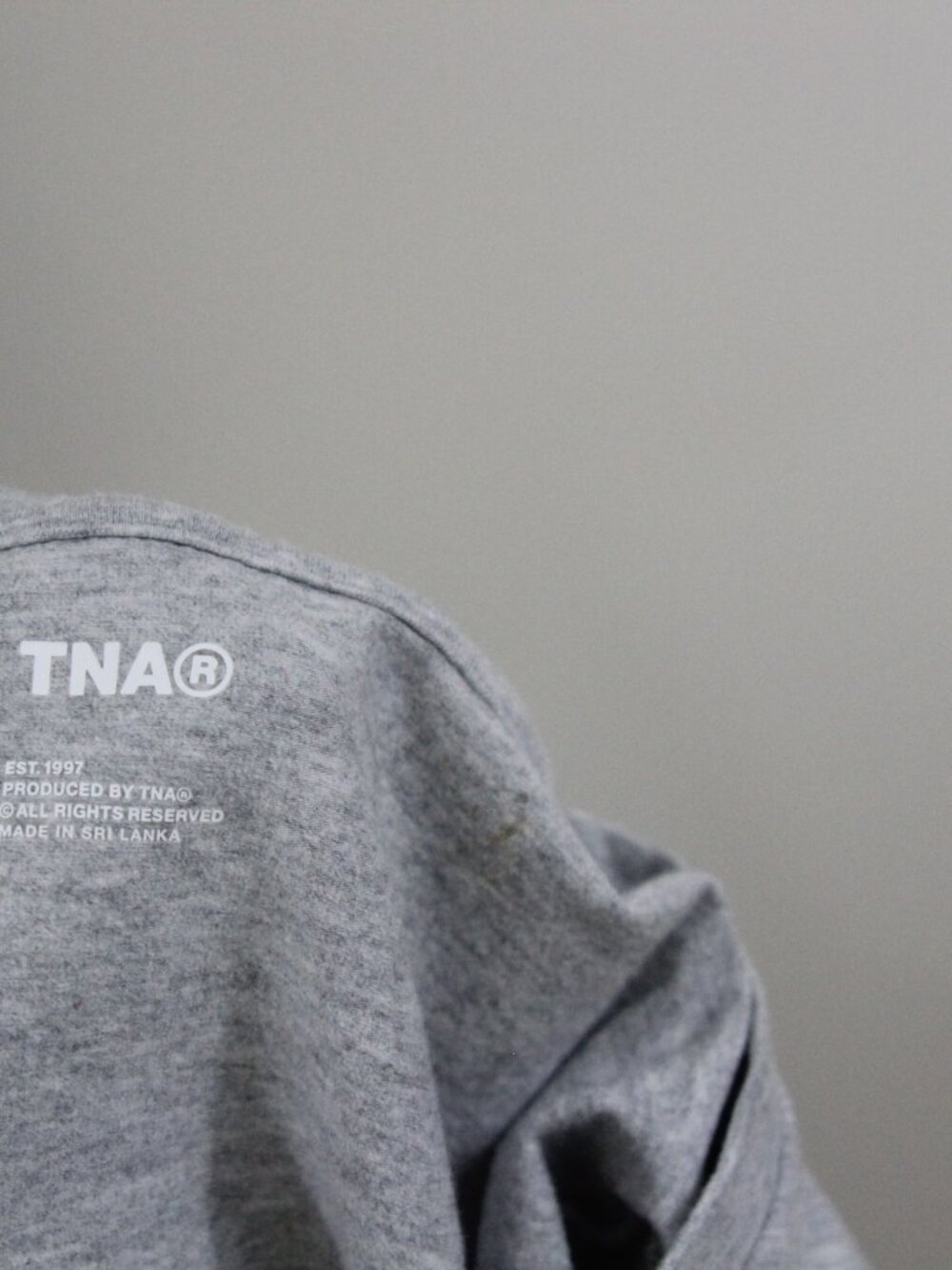 Aritzia TNA Heather Gray Fitted Crew Neck Tee Stretch Basic Baby T-Shirt Small - Picture 4 of 6